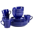 thumbnail image 1 of over&back Dinnerware Set - Stoneware Dish Set with Dinner Plates, Salad Plates, Soup Bowls, Mugs - 16-Piece All-Occasion Place Settings - Circles | Blue, 1 of 8