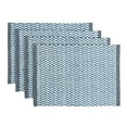 thumbnail image 1 of over&back Set of 4 Hand-Blocked Placemats - Colorful Dining Table Mat - Each Placemat is Unique - 100% Cotton - Machine Washable - Kitchen and Home Decor - Blue Herringbone, 1 of 11