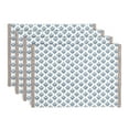 thumbnail image 1 of over&back Set of 4 Hand-Blocked Placemats - Colorful Dining Table Mat - Each Placemat is Unique - 100% Cotton - Machine Washable - Kitchen and Home Decor - Blue Blossom, 1 of 10