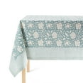 thumbnail image 1 of over&back Hand-Screened Tablecloth - Dining Table Cover - Each Tablecloth is Unique - 100% Cotton - Machine Washable - Kitchen and Home Decor - Blue Floral - 70x90, 1 of 10