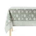thumbnail image 1 of over&back Hand-Screened Tablecloth - Dining Table Cover - Each Tablecloth is Unique - 100% Cotton - Machine Washable - Kitchen and Home Decor - Green Floral - 70x90, 1 of 9