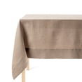 thumbnail image 1 of over&back 100%-Linen Woven Tablecloth - Colorful Dining Room Table Cover - Mitered Corner Hems - Machine Washable - Kitchen and Home Decor - Taupe - 70x90, 1 of 9