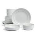thumbnail image 1 of over&back Rim Dinnerware Set - Stoneware Dishes - Comes with 4 Dinner Plates, 4 Cereal Bowls, and 4 Dinner Bowls - 12-Piece All-Occasion Place Settings - Serves Four - Semi-Matte White, 1 of 10