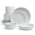 thumbnail image 1 of over&back Rim Dinnerware Set - Stoneware Dishes - Comes with 4 Dinner Plates, Salad Plates, Cereal Bowls, and Dinner Bowls - 16-Piece All-Occasion Place Settings - Serves Four - Semi-Matte White, 1 of 9