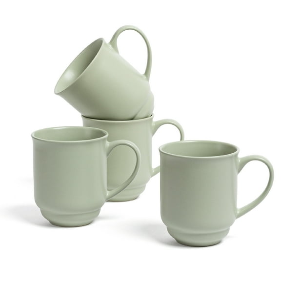 over&back Rim Stoneware Coffee Mugs - 4-Piece Mug Set - Enjoy the Perfect Cup of Coffee, Tea, Latte, and More - Semi-Matte Sage - 16oz