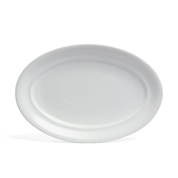 over&back Rim Stoneware Serving Platter - Elegant 1-Piece Oval Serving Platter to Complete Your Kitchen Set - 16" L x 10.8" W Semi-Matte White