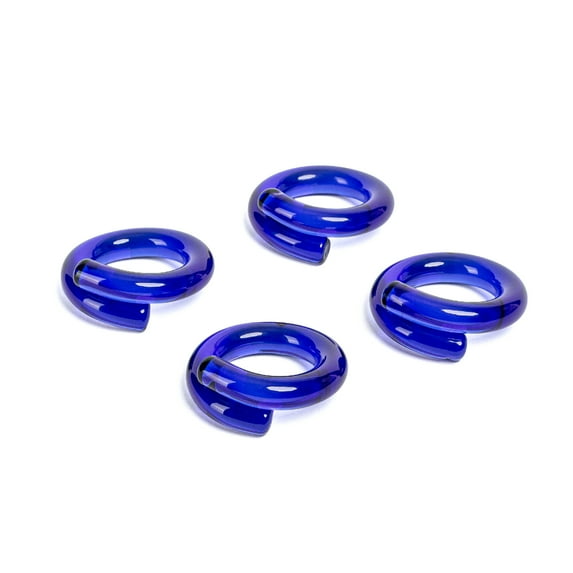 over&back Set of 4 Hand-Shaped Glass Napkin Rings - Decorative Dining Table Decor for Events, Parties, and Get-Togethers - Blue