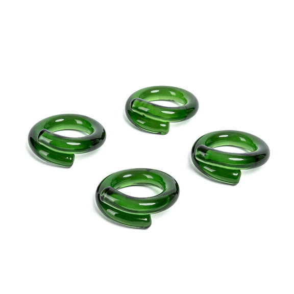 over&back Set of 4 Hand-Shaped Glass Napkin Rings - Decorative Dining Table Decor for Events, Parties, and Get-Togethers - Pink