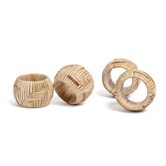 over&back Set of 4 Woven Wicker Napkin Rings - Decorative Dining Table Decor for Events, Parties, and Get-Togethers