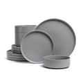 thumbnail image 1 of over&back 12-Piece Stackable Dinnerware Dish Set - Stoneware Dishes - Includes 4 Dinner Plates, 4 Salad Plates, 4 Cereal Bowls, and 4 Dinner Bowls - All-Occasion Place Settings - Semi-Matte Charcoal, 1 of 10