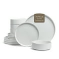thumbnail image 1 of over&back 12-Piece Stackable Dinnerware Dish Set - Stoneware Dishes - Includes 4 Dinner Plates, 4 Salad Plates, 4 Cereal Bowls, and 4 Dinner Bowls - All-Occasion Place Settings - Semi-Matte White, 1 of 11