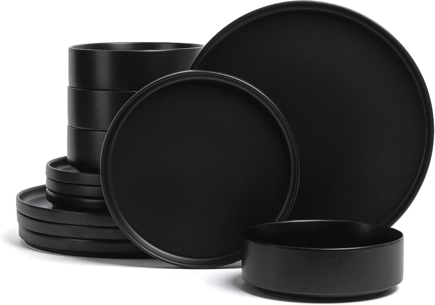 over&back Stackable Dinnerware Set Stoneware Dishes Comes with 4