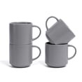 thumbnail image 1 of over&back Stackable Stoneware Coffee Mugs - 4-Piece Mug Set - Enjoy the Perfect Cup of Coffee, Tea, Latte, and More - Semi-Matte Charcoal - 14oz, 1 of 7