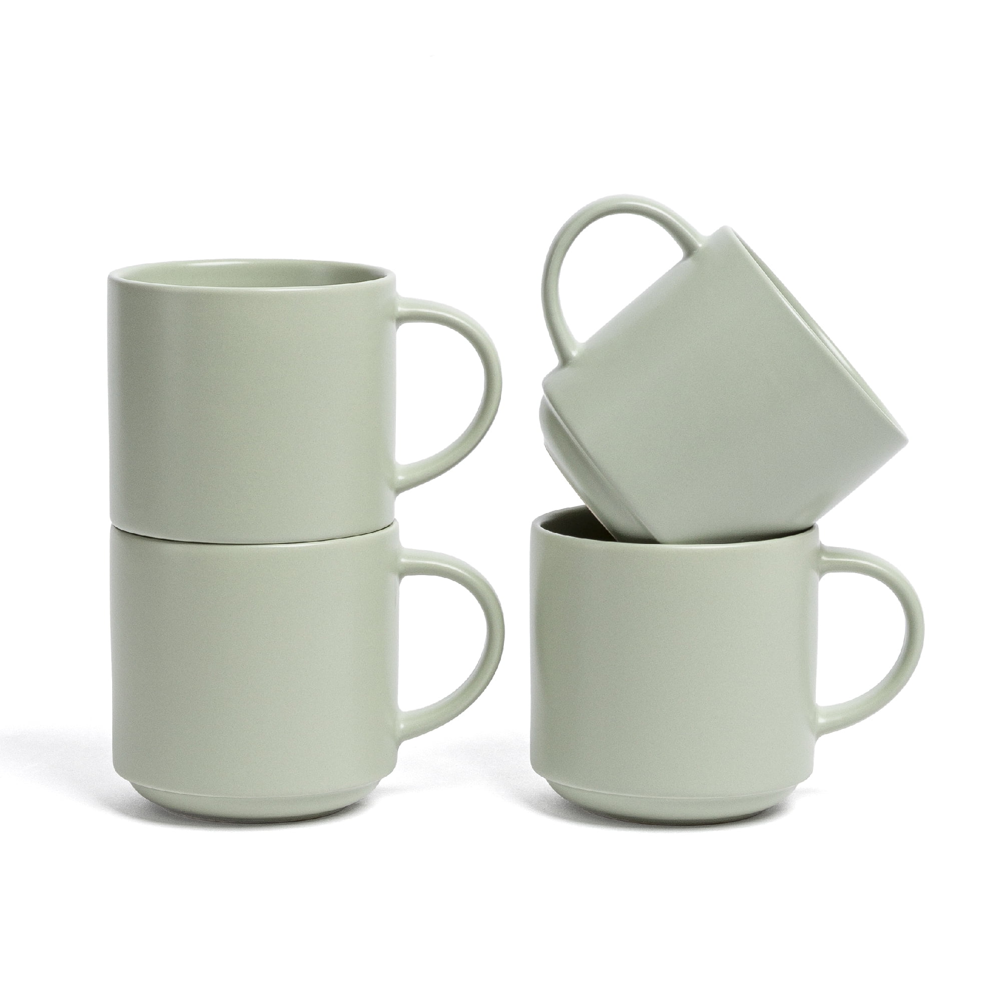 over&back Stackable Stoneware Coffee Mugs - 4-Piece Mug Set - Enjoy the  Perfect Cup of Coffee, Tea, Latte, and More - Semi-Matte White - 14oz -  Walmart.com