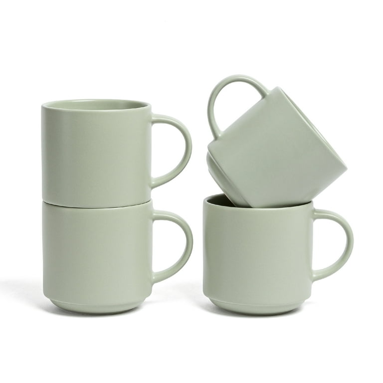 over&back Stackable Stoneware Coffee Mugs - 4-Piece Mug Set