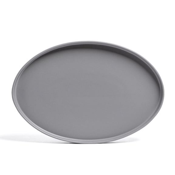 over&back Stackable Stoneware Serving Platter - Elegant 1-Piece Oval Serving Platter to Complete Your Kitchen Set - Perfect for Appetizers, Desserts, and More - 16" L x 11" W - Semi-Matte Charcoal