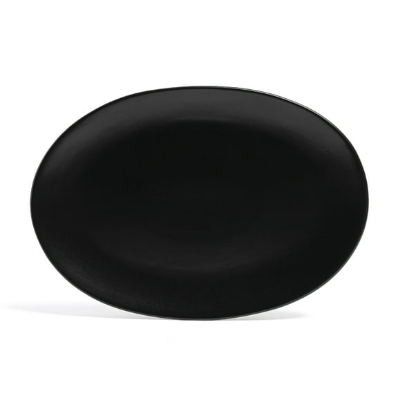 over&back Coupe Stoneware Serving Platter - Elegant 1-Piece Oval Serving Platter to Complete Your Kitchen Set - 16.4" x 11.5" - Semi-Matte Black
