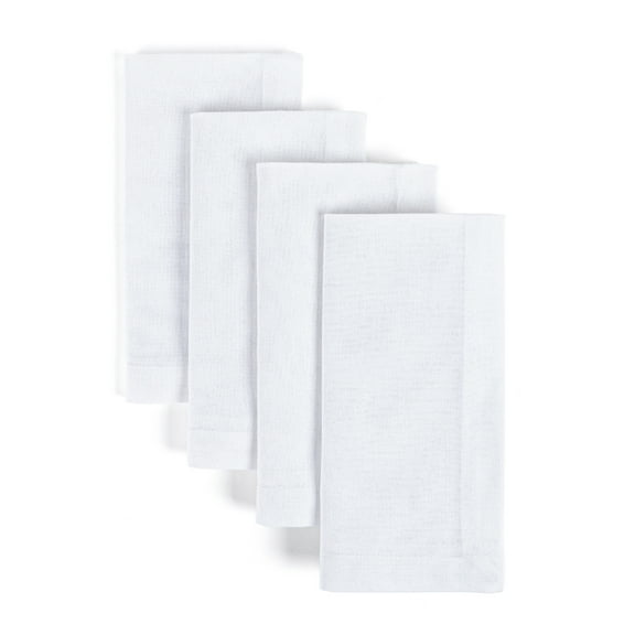 over&back Woven Chambray Cotton Cloth Napkins - Washable Napkins Set for Mixing, Matching, and Creating a Custom Home Decor Tablescape - White