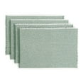 thumbnail image 1 of over&back Set of 4 Woven Frayed Chambray Placemats - Colorful Dining Table Mat - Hand-Finished Frayed Edges - 100% Cotton - Machine Washable - Kitchen and Home Decor - Green - 14" L X 20" W, 1 of 11