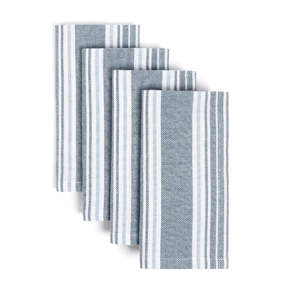 over&back Woven Striped Cloth Napkins - Washable Napkins Set for Mixing, Matching, and Creating a Custom Home Decor Tablescape - Blue