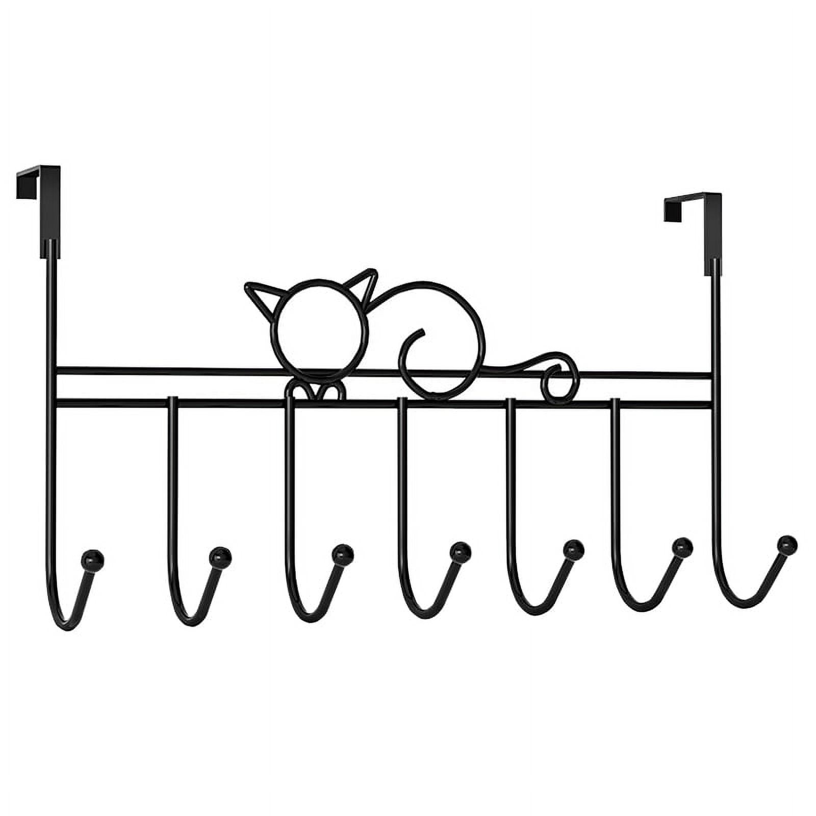 Exogio Over the Door Hook, Cat Design, Bathroom Hanger, Easy Installation Black