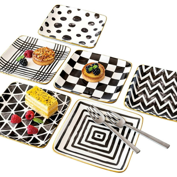 overandback Appetizer Square Plates 6pack Black