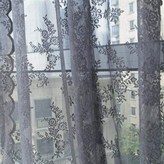 overfox Modern Floral Rod Pocket Sheer Curtain, 59” x 80”