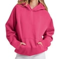 thumbnail image 1 of oversized hoodies for women Casual Long Sleeve Baggy Pullover Sweatshirt Fall Basic Drop Shoulder Outfits Kangaroo Pocket Pink XXL, 1 of 5