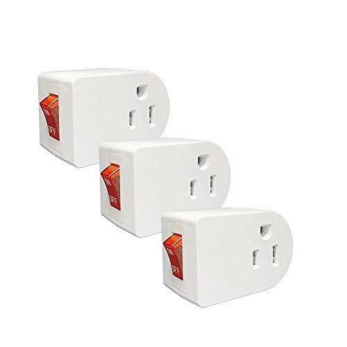 oviitech 3 Pack Grounded Outlet Wall Tap Adapter with On/Off Power Switch, Single Outlet with Switch in White