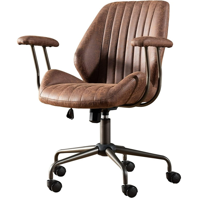 Luxury Chocolate Brown Desk Chair Comfy Home Office Chair, Mid
