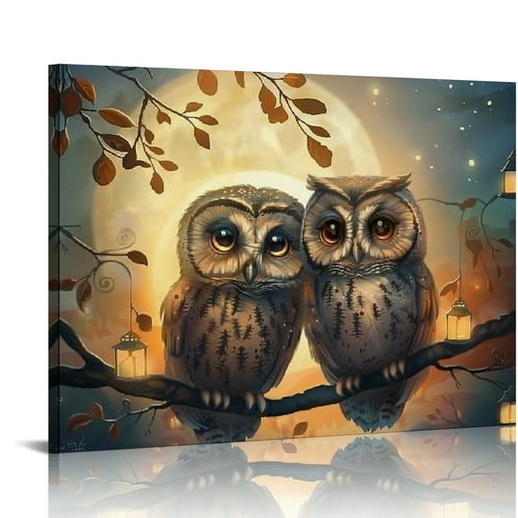 owls branch moon Canvas Print Wall Decorations Canvas Art Modern Canvas Prints, Print On Canvas Ready To Hang Room Home Art Decor
