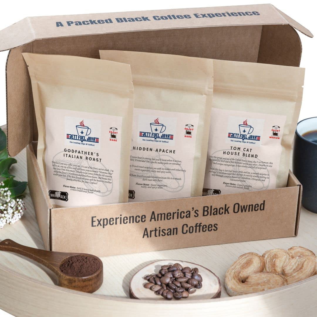 owned coffees sampler box, whole bean coffee, jet fuel java coffee