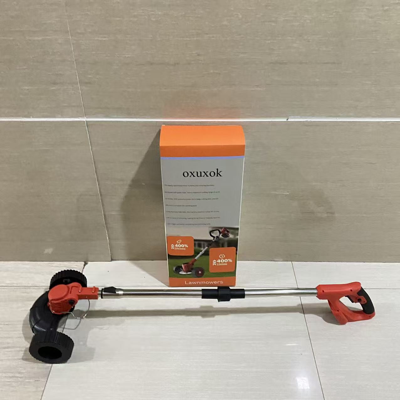 oxuxok Lawnmowers,14-Inch Cordless String Trimmer & Edger, (2 x 21V 4.0Ah Electric Brush Cutter Battery Powered), Telescopic Handle, 3 Cutting Methods