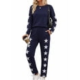thumbnail image 1 of oyyn Fashion Women 2 Piece Set Outfits Casual Pullover and Pants Jogger Tracksuit Blue Female Long Sleeve Activewear Set L, 1 of 7