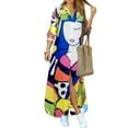 thumbnail image 1 of oyyn Summer Loose Long Dress for Women Long Sleeve Button Down Shirt Dress Casual Ankle Length Holiday Party Dresses Robe L, 1 of 6