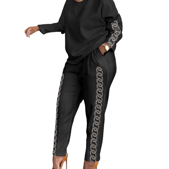oyyn by oyyn Women's Casual Pullover and Jogger Tracksuit Set, Black, 2-Piece Set, Sizes S