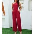 thumbnail image 1 of oyyniis Women Summer Sleeveless Elegant Jumpsuit One Shoulder Sexy Rompers Fashion Irregular Solid Casual Loose Wide Pant Party Jumsuits 2024 L, 1 of 5