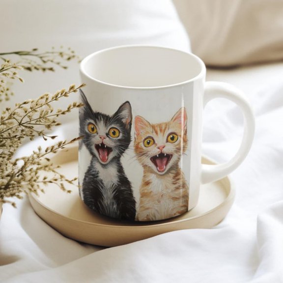 oz Ceramic Mug, Funny t Mug, Cute t Lover Gift, Surprised Kitty Coffee Cup, Whimsil t Mug, t Mom Gift, t Face Mug, t stuff.
