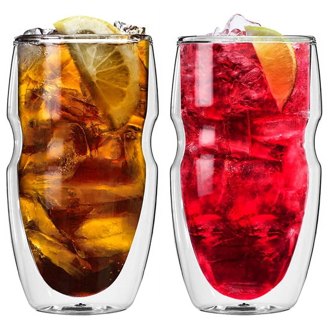Ozeri Serafino Double Wall 16 oz. Iced Tea and Coffee Insulated Drinking  Glasses (Set of 2) DW16S-2 - The Home Depot