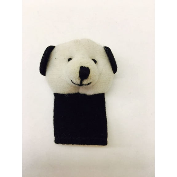 p 2.5 Mini Dog Puppy White Black Ears Finger Puppet Soft Plush Stuffed Animal Toy New