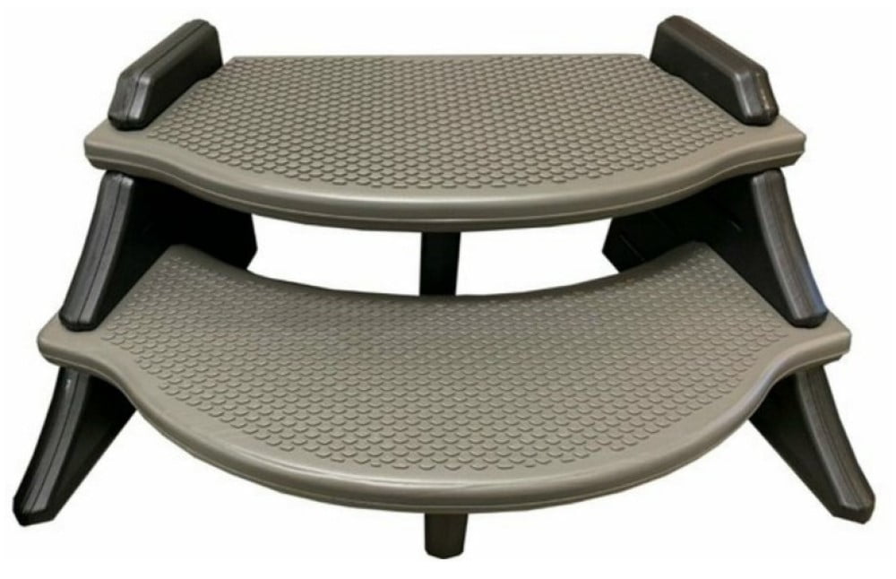 Deep Gray Resin Slip-Resistant Hot Tub Step with Oversized Treads