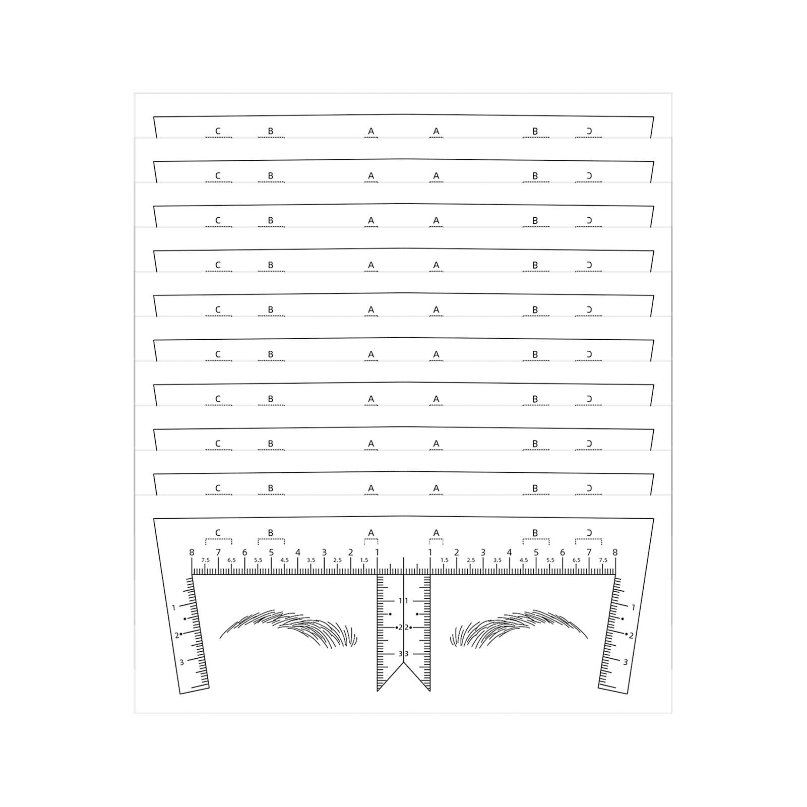 Eyebrow Shape Stencil Adhesive Eyebrow Stencils 100PCS Eyebrow Ruler