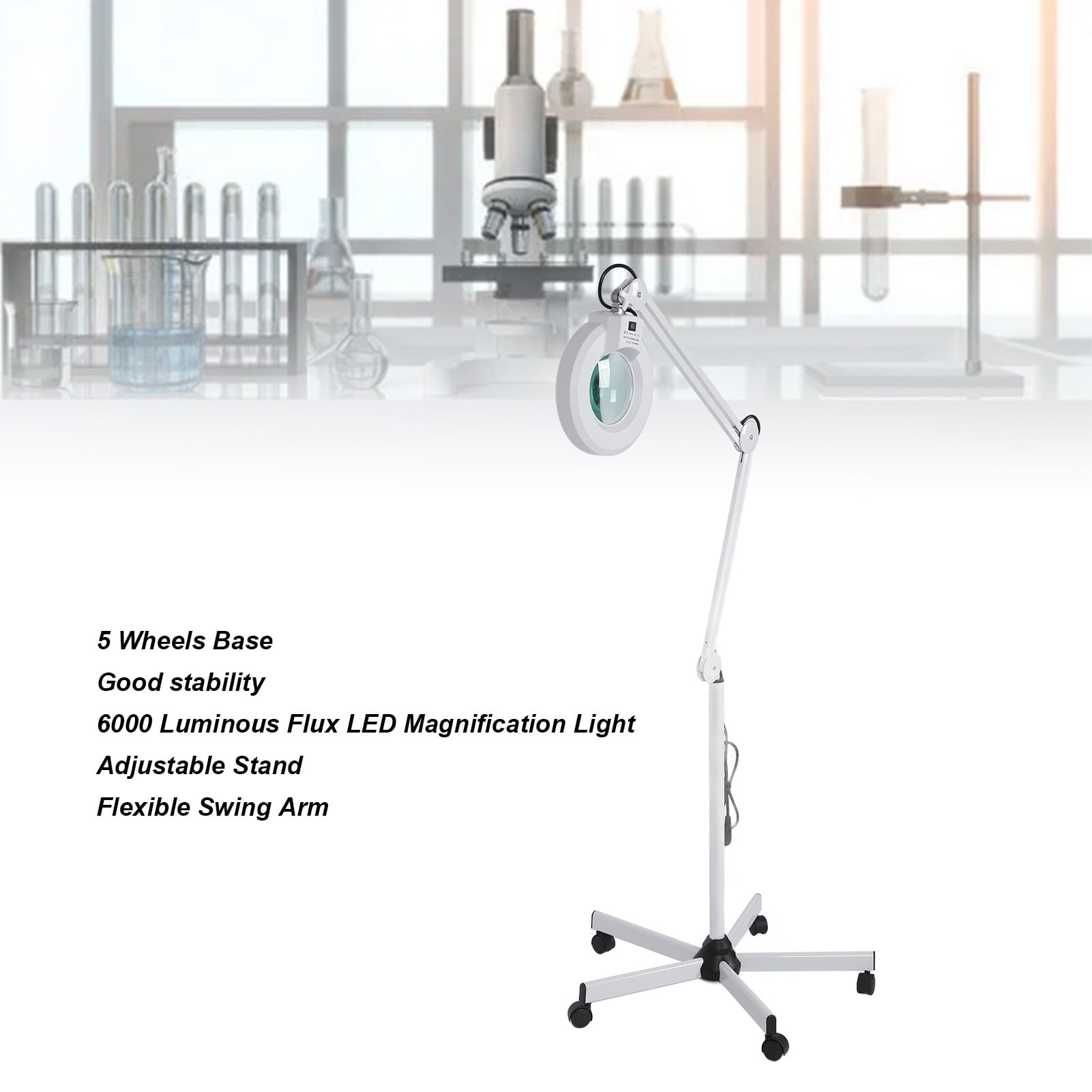 LED Lighted Magnifier, 8X Magnification Magnifying Glass Stand Light 2