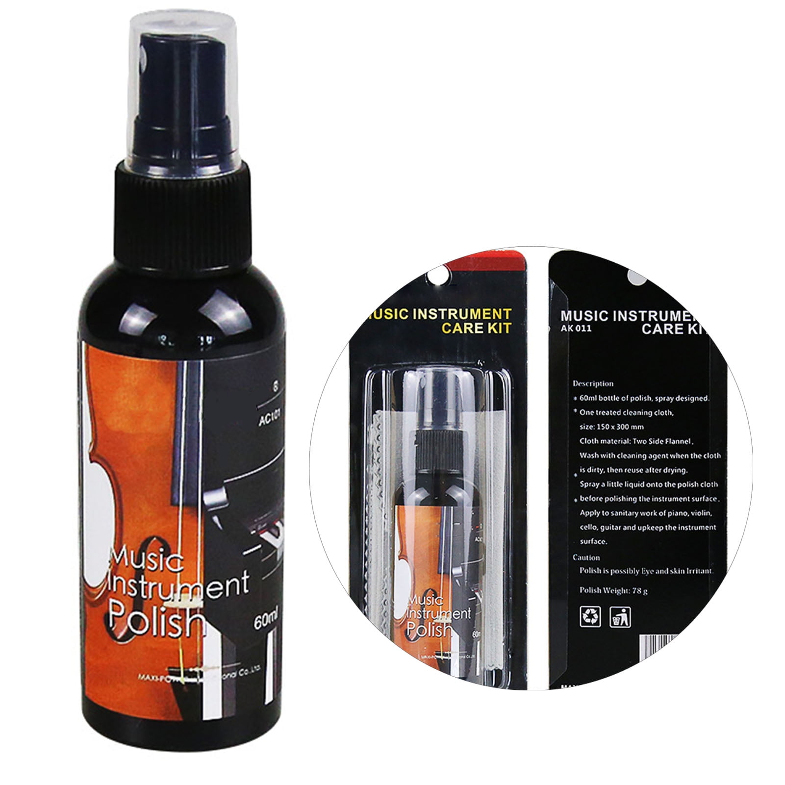 Musical Instrument Care Spray, Easy To Use 60ml Universal Guitar
