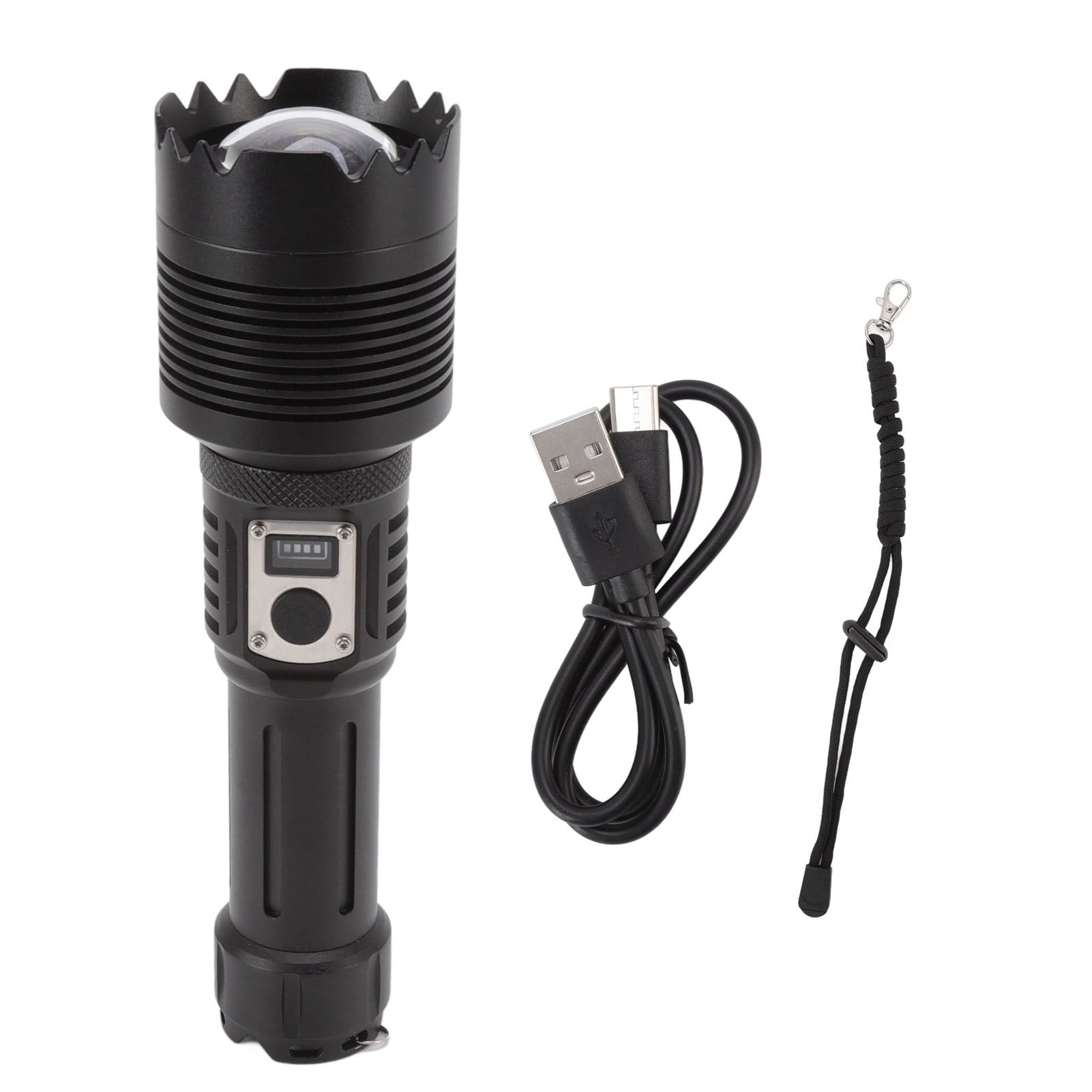 Powerful Flashlight, Telescopic Zoom 5 Lighting Modes LED Flashlight Smart Electric Display