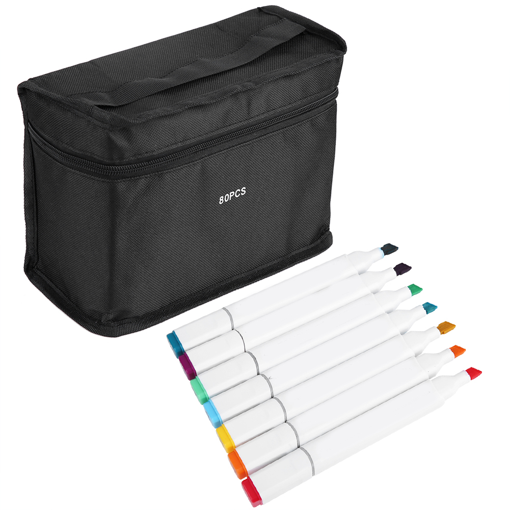 80 Assorted Colors Alcohol Graphic Marker Pen Set Dual Heads Animation ...
