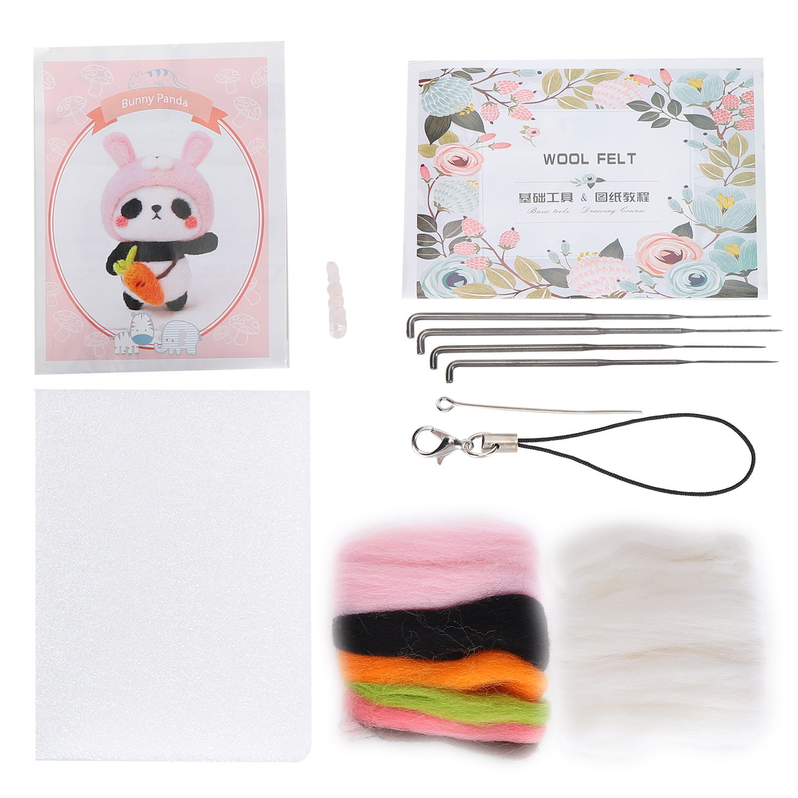 Fun Plush Doll DIY Needle Felting Kit Wool Felting Supplies Cartoon Rabbit DIY Art Carft for Home Kids Adults Gift (Pink Peach), Size: 14