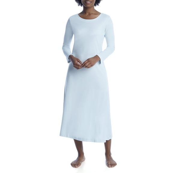 p.jamas Womens Blue Butterknit Long Nightgown Style-386660-BLUE