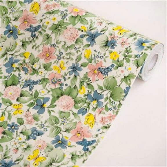 p1017-ROLL Butterflies Lingering over Flowers - Self-Adhesive Wallpaper Home Decor Roll Multicolor