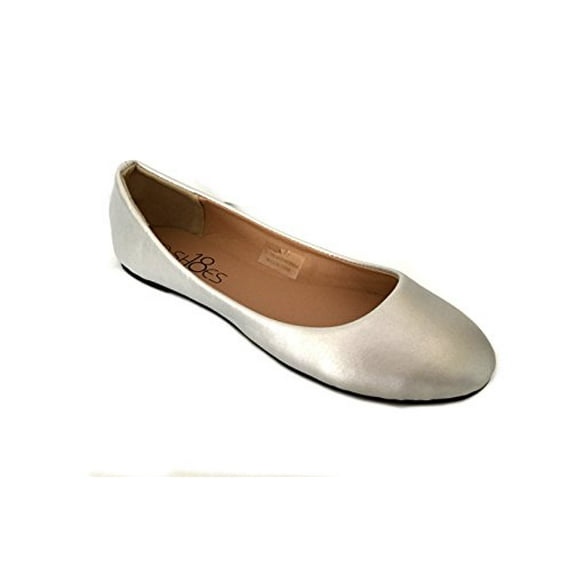 womens ballerina ballet flat shoes solids & leopards (9, silver pu 8600)